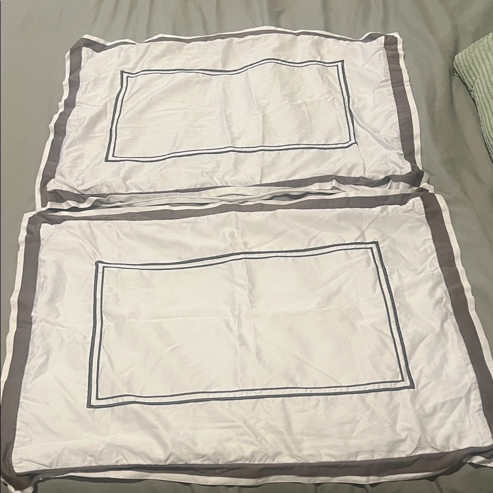 Hotel Collection White and Gray Pillow Shams